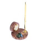 Часы настольные с шариковой металлической ручкой из натурального камня Stone Clock варинант исполнения - 5 | Loft Concept в Тюмени