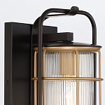 Настенный фонарь цилиндрической формы с рифленым стеклом в золотом каркасе на черном прямоугольном основании Eurofase варинант исполнения - 5 | Loft Concept в Тюмени