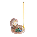 Часы настольные с шариковой металлической ручкой из натурального камня Stone Clock варинант исполнения - 8 | Loft Concept в Тюмени