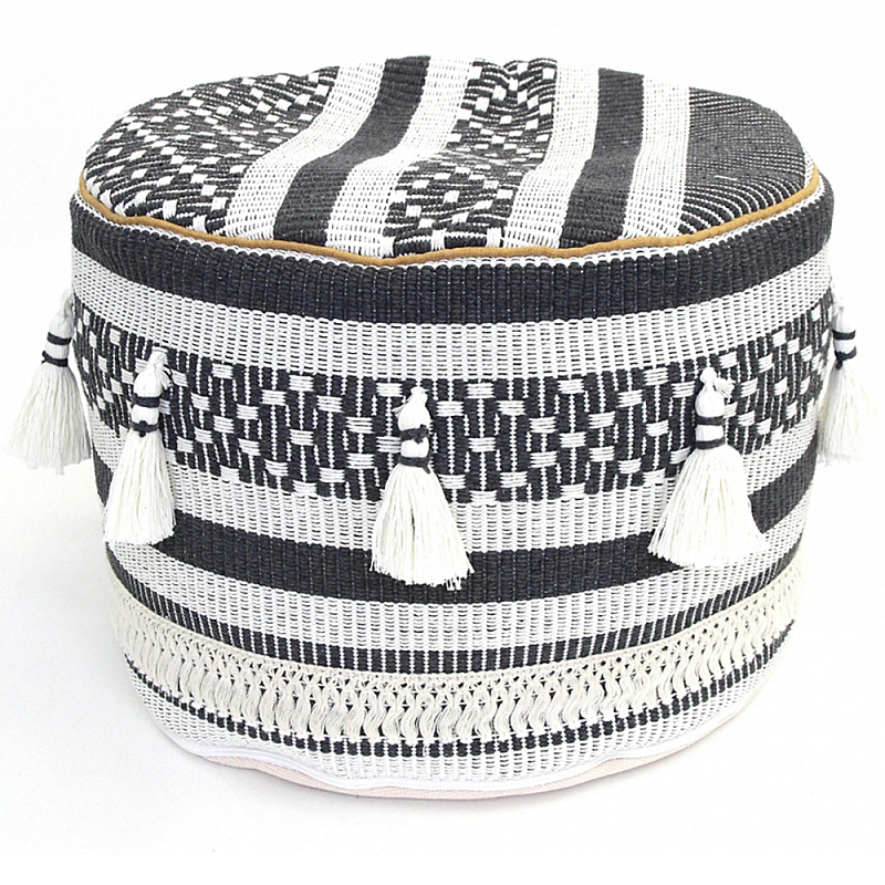 Пуф Black and White Ornament Черный Белый Пуф Black and White Ornament Черный Белый в Тюмени | Loft Concept