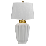 Настольная лампа с белым конусным абажуром и ребристым керамическим основанием Quintiesse варинант исполнения - 1 | Loft Concept в Тюмени