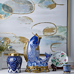 Ваза с насыщенным синим орнаментом и золотой крышкой Blue & White Ornament  варинант исполнения - 1 | Loft Concept в Тюмени