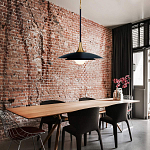 Подвесной светильник с плафоном в форме плоского купола и белой шарообразной лампой Eurofase варинант исполнения - 8 | Loft Concept в Тюмени