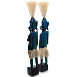 Комплект из 2-х деревянных статуэток Asmat Straw Headdress Statuettes Blue варинант исполнения - 8 | Loft Concept в Тюмени