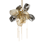 Люстра подвесная со стеклянными плафонами из дымчатого и золотистого с шестью вертикальными подвесками Gilded Mirage  варинант исполнения - 7 | Loft Concept в Тюмени