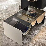 Дизайнерский журнальный стол с полукруглыми полками под столешницей Tiwoberoc варинант исполнения - 2 | Loft Concept в Тюмени