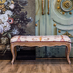 Банкетка из массива бука бежевая с растительным орнаментом Raffael Beige Floral Banquette варинант исполнения - 6 | Loft Concept в Тюмени