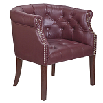 Кресло низкое из натуральной кожи на 4-х деревянных ножках из массива бука Chloe Leather Armchair vine варинант исполнения - 1 | Loft Concept в Тюмени