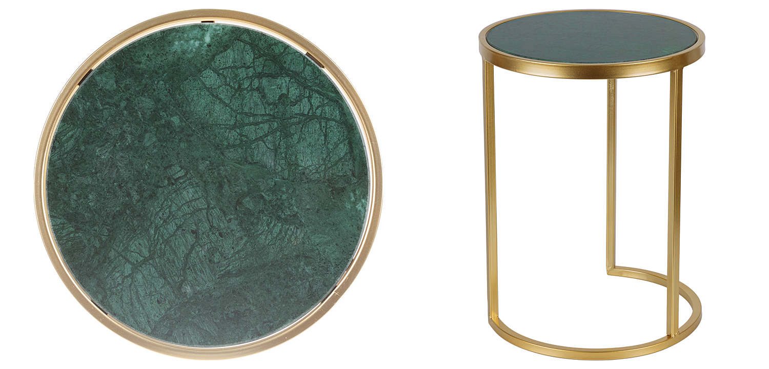 Приставной стол Round Table Marble gold зеленый мрамор Приставной стол Round Table Marble gold зеленый мрамор - Loft-Concept в Тюмени