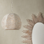 Подвесной светильник в форме купола с декором из круглых деревянных бусин White Wooden Beads Chandelier варинант исполнения - 4 | Loft Concept в Тюмени