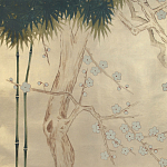 Обои ручная роспись Bamboo River Blossom Original colourway on Brushed Gold gilded paper варинант исполнения - 2 | Loft Concept в Тюмени