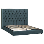 Кровать двуспальная зеленая с основанием из массива дерева с мягким изголовьем Velour Beds варинант исполнения - 1 | Loft Concept в Тюмени