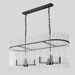 Люстра подвесная овальная со стеклянными прозрачными трубками и металлическим каркасом черного цвета Nembus варинант исполнения - 4 | Loft Concept в Тюмени