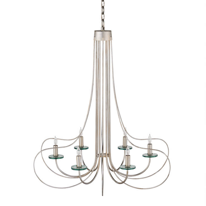 Люстра серебряного цвета с изогнутыми элементами каркаса Twisted Iron Chandelier Серебряный Прозрачное Стекло Люстра серебряного цвета с изогнутыми элементами каркаса Twisted Iron Chandelier Серебряный Прозрачное Стекло в Тюмени | Loft Concept