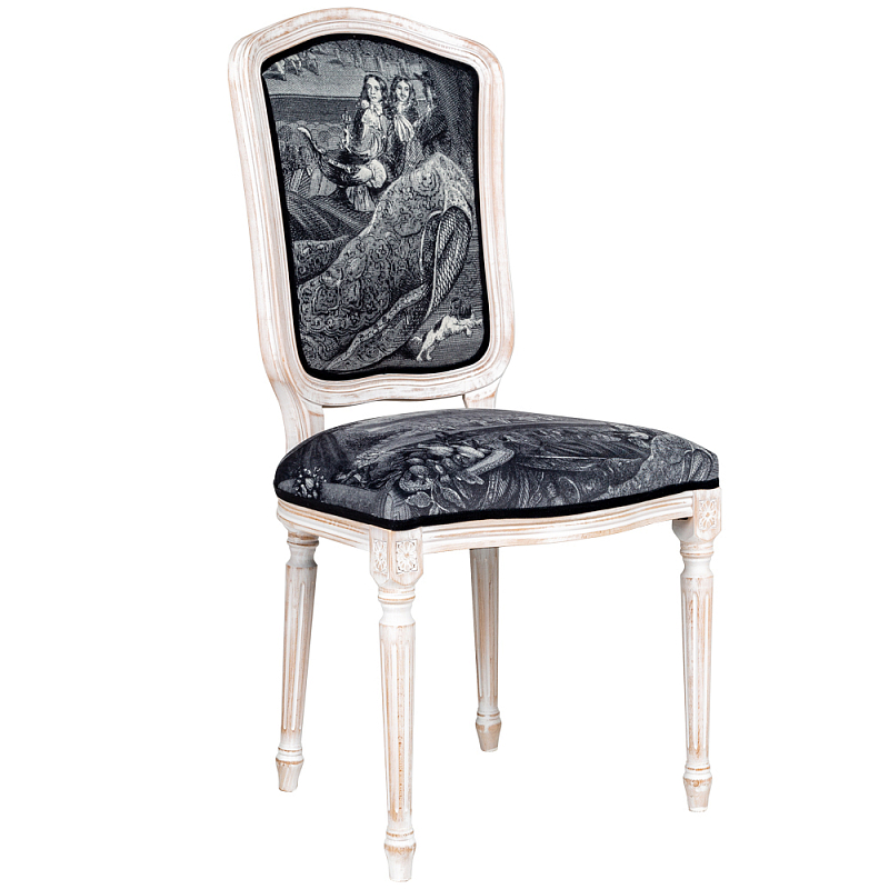 Стул Louvre Palace Stool Черно-белый Белый винтажная патина Стул Louvre Palace Stool Черно-белый Белый винтажная патина в Тюмени | Loft Concept