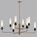 Люстра на штанге с 8-ю цилиндрическими матовыми плафонами и шарами из камня Orb Essence варинант исполнения - 6 | Loft Concept в Тюмени