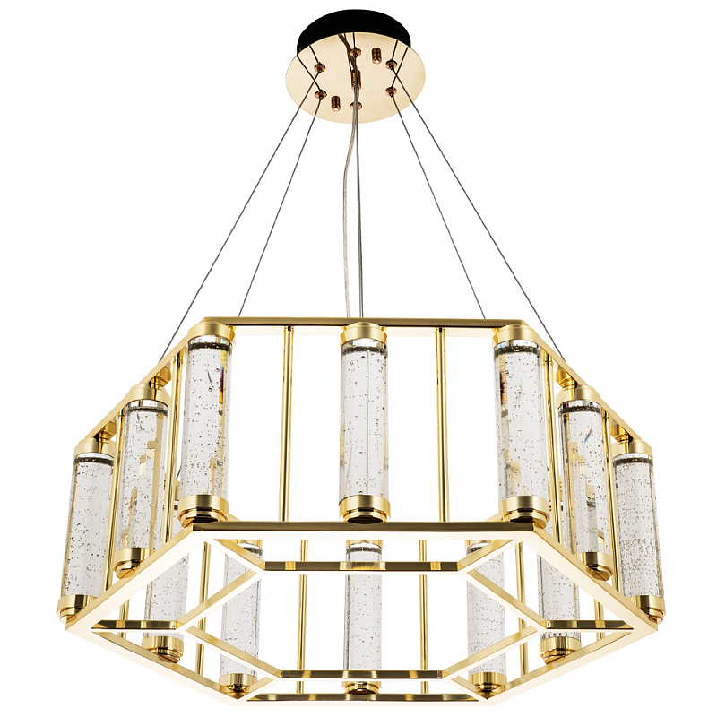 Люстра в форме шестиугольника с хрустальным декором Agace Crystal Chandelier Золотой Прозрачный Люстра в форме шестиугольника с хрустальным декором Agace Crystal Chandelier Золотой Прозрачный в Тюмени | Loft Concept