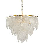 Люстра на цепи с прозрачными стеклянными подвесками в виде листьев Textured Glass Chandelier варинант исполнения - 1 | Loft Concept в Тюмени