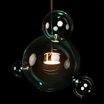 Подвесной светильник с прозрачными бирюзовыми стеклянными шарами и золотыми деталями Диаметр 43 Giopato & Coombes варинант исполнения - 6 | Loft Concept в Тюмени