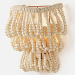 Настенный светильник с подвесками из деревянных бусин молочного цвета Wooden Beads Wall Lamp варинант исполнения - 3 | Loft Concept в Тюмени