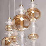 Люстра с плафонами из прозрачного и янтарного стекла в виде шаров и ромбов Gabriel Scott Luna варинант исполнения - 7 | Loft Concept в Тюмени