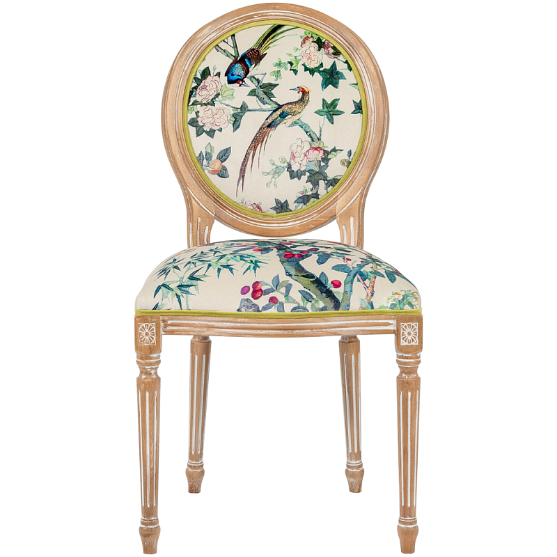 Стул из массива бука бежевый с изображением птиц и цветов Beige Green Chinoiserie Rose Garden Chair Мульти Бежевый Салатовый Стул из массива бука бежевый с изображением птиц и цветов Beige Green Chinoiserie Rose Garden Chair Мульти Бежевый Салатовый в Тюмени | Loft Concept