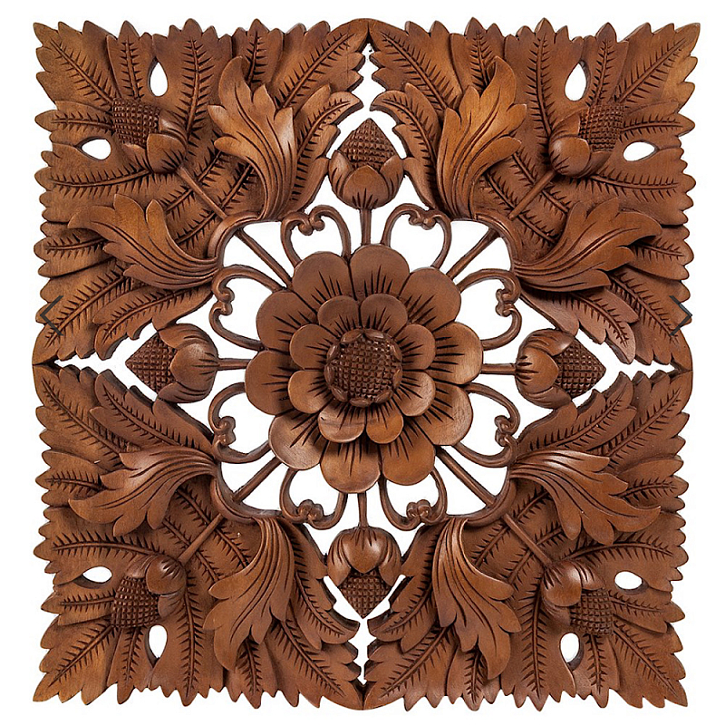 Панно из дерева квадратное Flower Panel With Trees Коричневый в Тюмени | Loft Concept 
