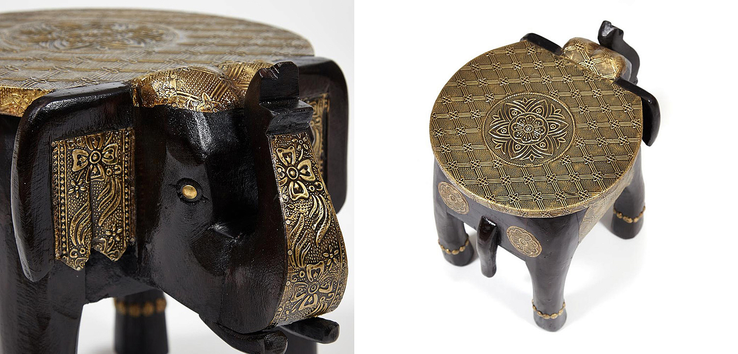 Журнальный стол Antique Indian Brass Mango Wood Elephant Table Журнальный стол Antique Indian Brass Mango Wood Elephant Table - Loft-Concept в Тюмени
