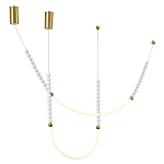 Подвесной светильник с 3-мя изогнутыми плафонами и белыми декоративными шариками PEARLS Suspension варинант исполнения - 4 | Loft Concept в Тюмени