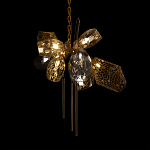 Люстра подвесная со стеклянными плафонами из дымчатого и золотистого с тремя вертикальными подвесками Gilded Mirage  варинант исполнения - 4 | Loft Concept в Тюмени