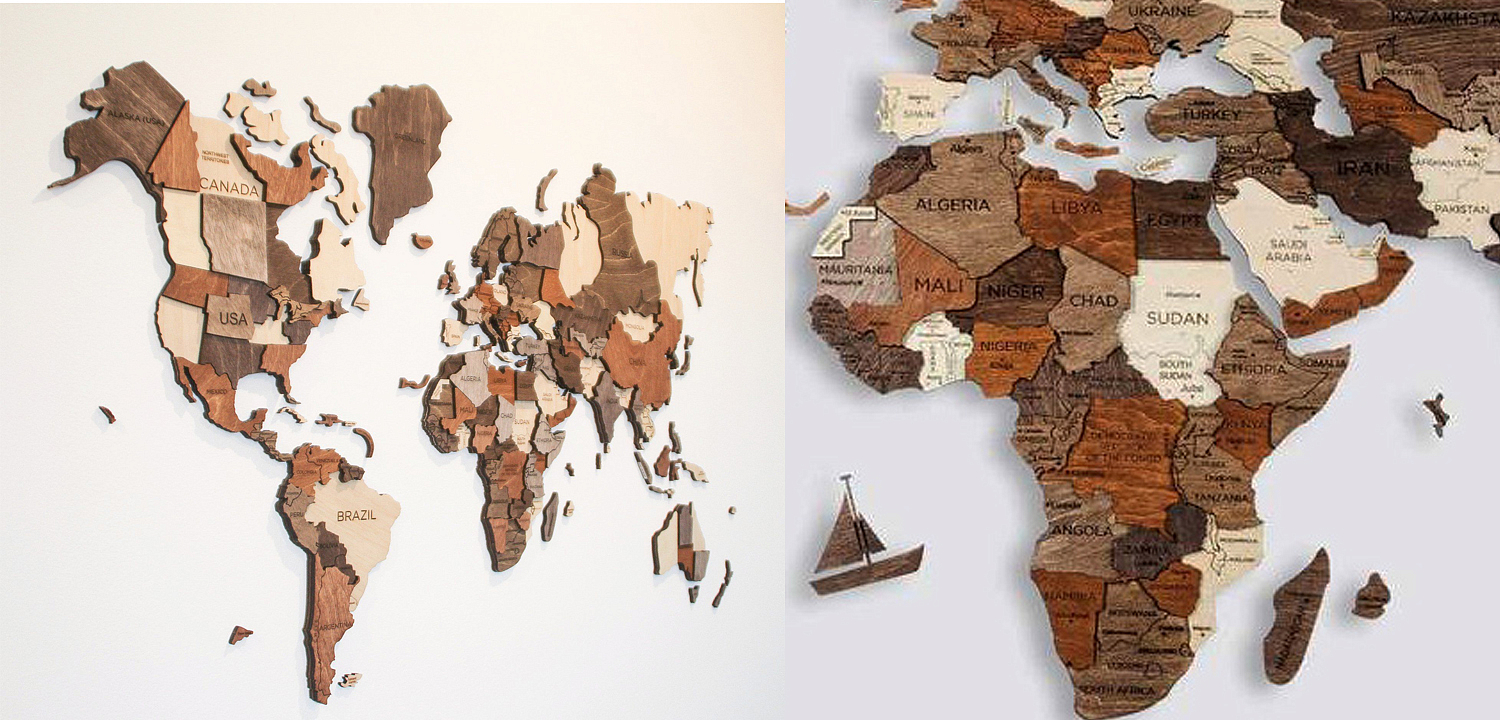 Аксессуар на стену Wooden World Map Аксессуар на стену Wooden World Map - Loft-Concept в Тюмени