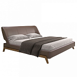 Кровать двуспальная с изголовьем из экокожи шоколадно-коричневого цвета Modern Look варинант исполнения - 1 | Loft Concept в Тюмени