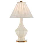 Настольная лампа с фактурным конусовидным абажуром и кожаным каркасом Malifis варинант исполнения - 3 | Loft Concept в Тюмени