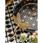 Блюдо черного цвета из фрафора на бронзовых ножках в виде стрекоз Eden Garden варинант исполнения - 5 | Loft Concept в Тюмени