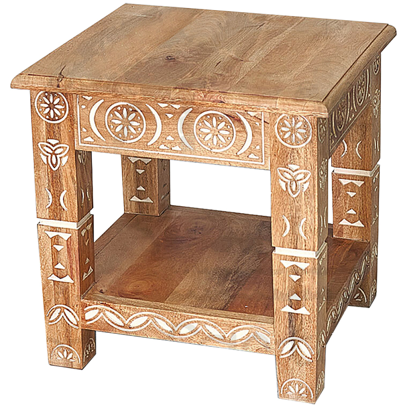 Кофейный стол из массива манго с резьбой Vallez Grey Mango Coffee Table Древесина Белый Кофейный стол из массива манго с резьбой Vallez Grey Mango Coffee Table Древесина Белый в Тюмени | Loft Concept
