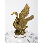 Конфетница из прозрачного рельефного стекла с ручками в виде стрекоз и фигуркой лебедя Eden Garden варинант исполнения - 3 | Loft Concept в Тюмени