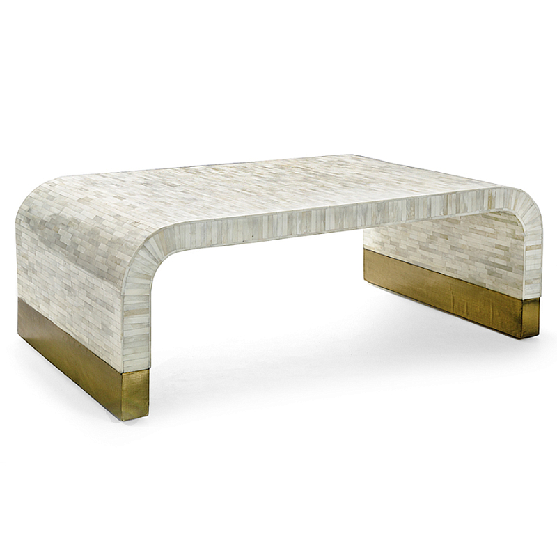 Стол журнальный Белый  BONE INLAY SIDE TABLE-Cream ivory ( слоновая кость ) Золотой в Тюмени | Loft Concept 
