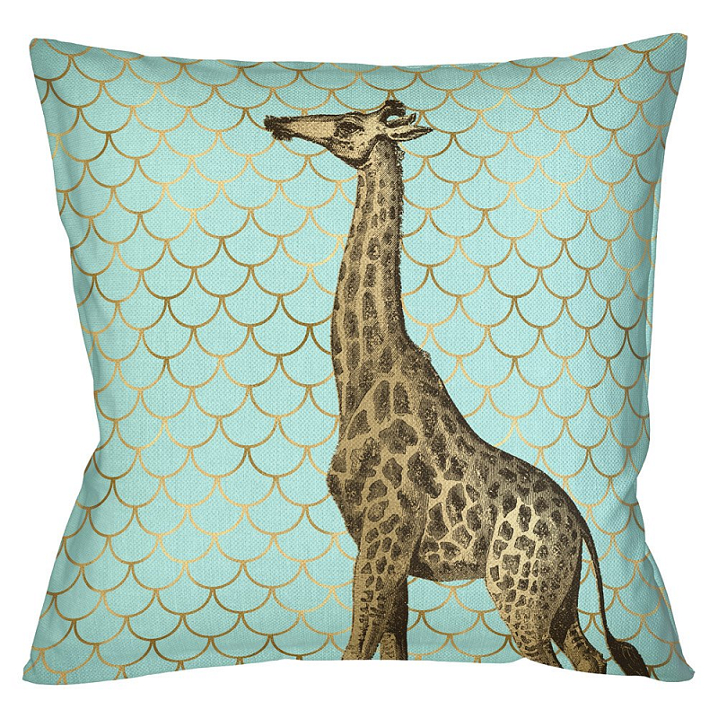 Подушка Safari light blue giraffe Бирюзовый Глянцевое золото Подушка Safari light blue giraffe Бирюзовый Глянцевое золото в Тюмени | Loft Concept