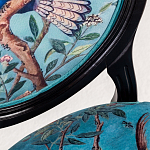 Стул из массива бука бирюзовый с изображением птиц в саду Turquoise Chinoiserie Blue Bird Chair варинант исполнения - 2 | Loft Concept в Тюмени