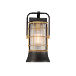 Настенный фонарь цилиндрической формы с рифленым стеклом в золотом каркасе на черном прямоугольном основании Eurofase варинант исполнения - 12 | Loft Concept в Тюмени