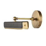 Светильник для картин цвет винтажная латунь с прямоугольным плафоном из кожи черного цвета Alora варинант исполнения - 2 | Loft Concept в Тюмени