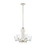 Люстра цвета никель с 6-ю рифлеными стеклянными плафонами и изогнутым каркасом Kichler варинант исполнения - 2 | Loft Concept в Тюмени