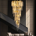 Люстра многоярусная с каркасом из металла и прозрачными подвесками FAIRYTREE Light варинант исполнения - 3 | Loft Concept в Тюмени