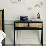 Дизайнерский письменный стол матово-чёрного цвета с 2-мя плетеными ящиками Glade Desk варинант исполнения - 2 | Loft Concept в Тюмени