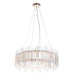 Люстра подвесная круглая с прозрачными хрустальными трубками и золотистым каркасом Диаметр 60 см Hexagon Tube Light варинант исполнения - 1 | Loft Concept в Тюмени