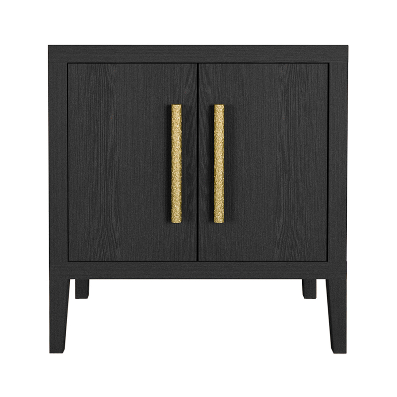 Тумбочка Primo с дверцами шпон Черный дуб Черный Золотой в Тюмени | Loft Concept 