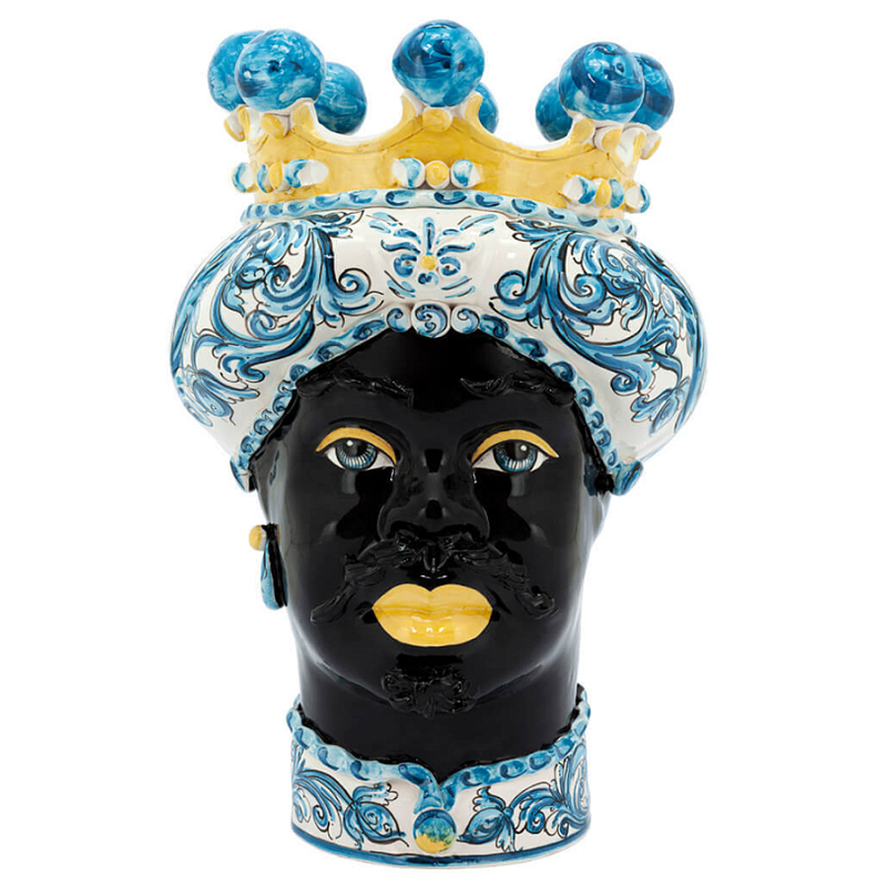Ваза VASE MORO MAN ORNATE Blue and Yellow Синий Желтый Ваза VASE MORO MAN ORNATE Blue and Yellow Синий Желтый в Тюмени | Loft Concept