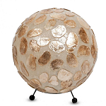 Настольная лампа из перламутра на металлическом каркасе Indonesian Circle варинант исполнения - 3 | Loft Concept в Тюмени