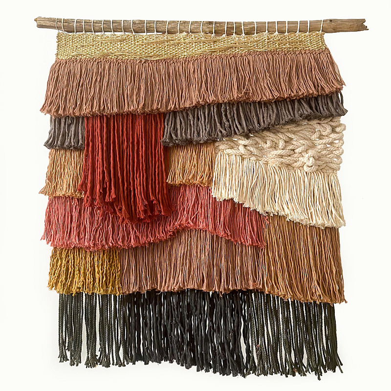 Текстильное Панно с бахромой Бежевый Терракотовый в Тюмени | Loft Concept 