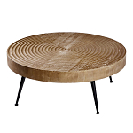 Журнальный столик с круглой фактурной столешницей из натурального дерева Vortex варинант исполнения - 1 | Loft Concept в Тюмени